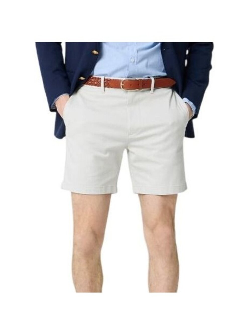 J.Crew Factory 7" Chino Short Mens Sz 35 Stone 7" Flex Stretch Minimalist Khaki